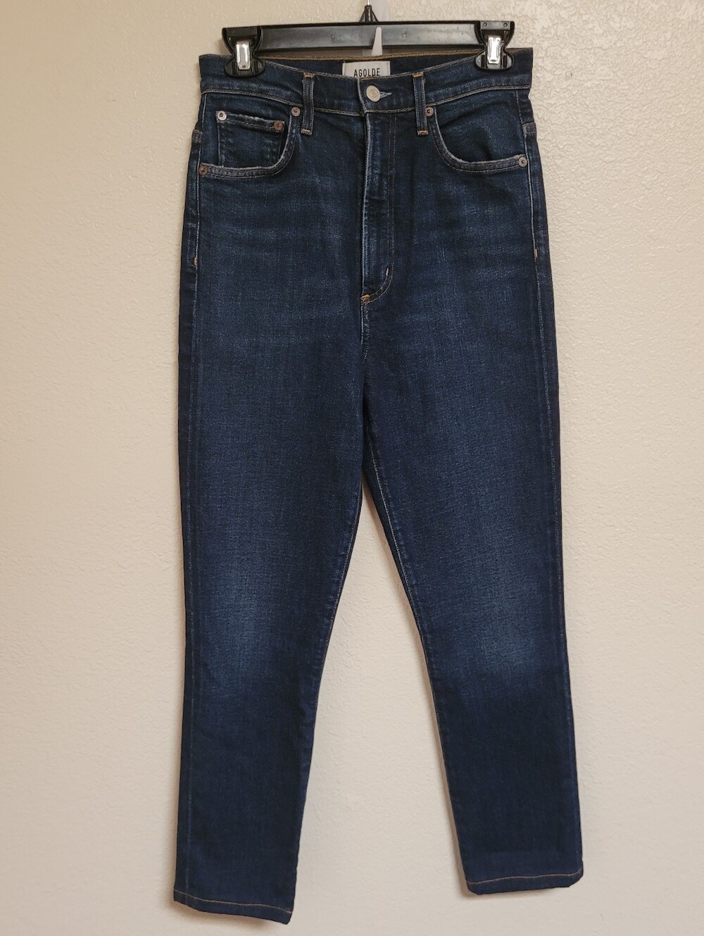 Agolde Blue Denim Pinch Waist Jeans Dark Wash